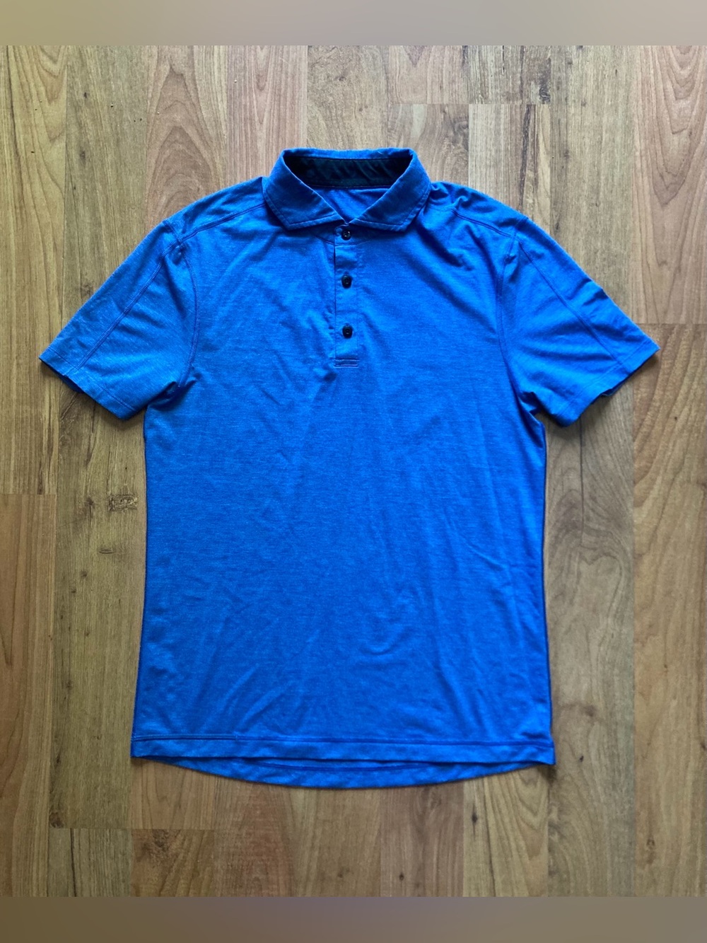 Lululemon Evolution Polo Heathered Blue Mens Small Shirt Short Sleeve
